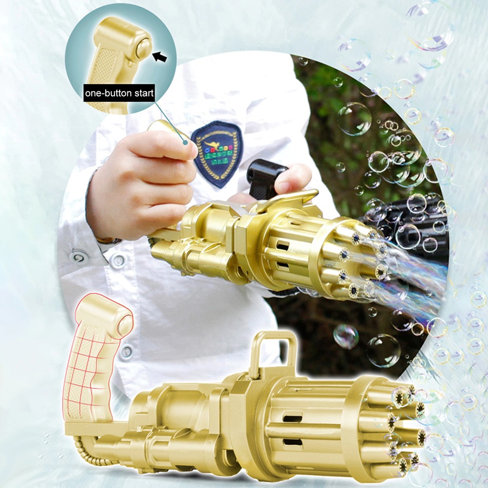 Gatling Bubble Gun, 8 Hole- Automatic Bubble Maker for Kids Outdoors & Indoor Activity Toy with 20 ML Liquid