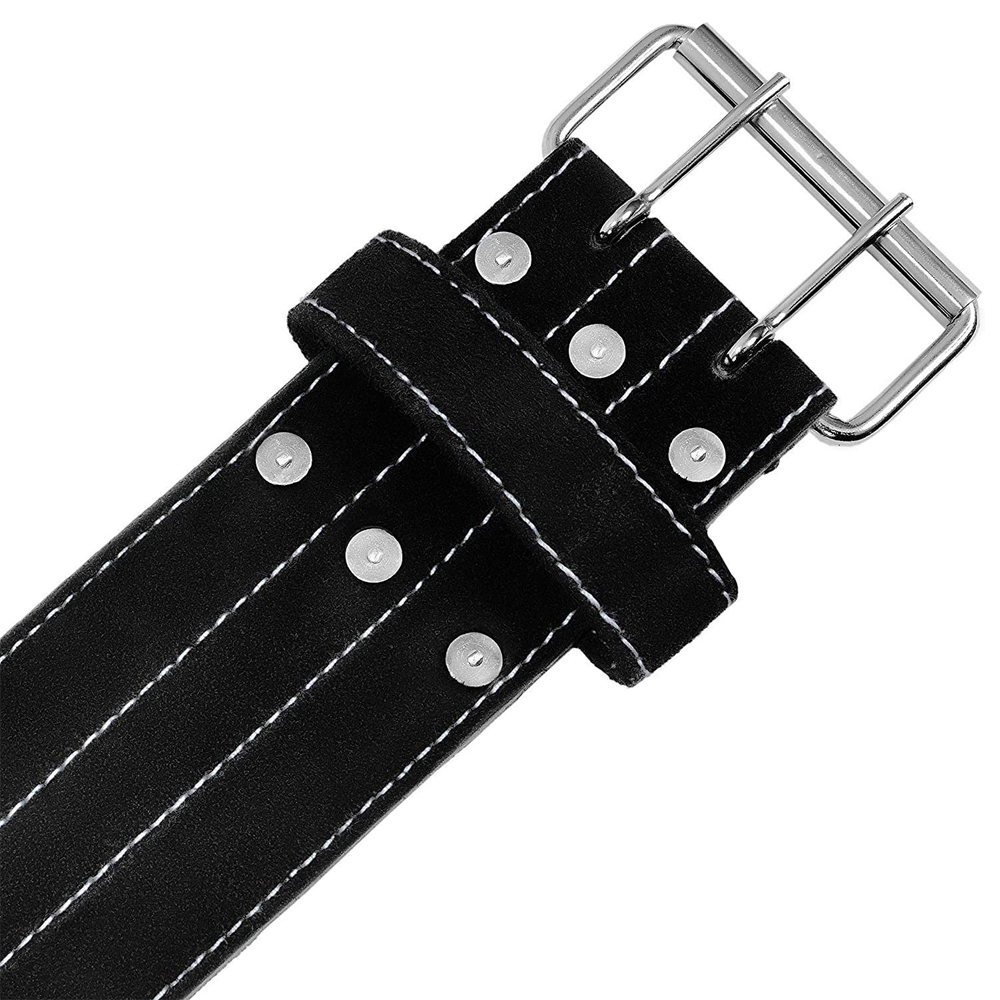 Weight Lifting/Power Lifting Belt Suede Double Prong Leather Belt - 4 Inches Wide, 10 MM - Maximum Support & Protection