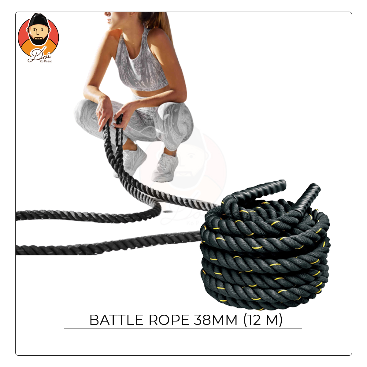 Battle Rope Exercise & Fitness Training Equipment Rope 38 mm Thick, length 12 Meter