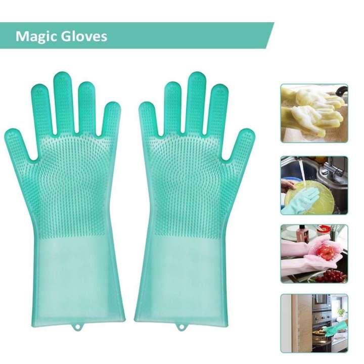 1 Pair Silicone Gloves Kitchen Cleaning Dishwashing Gloves Magic