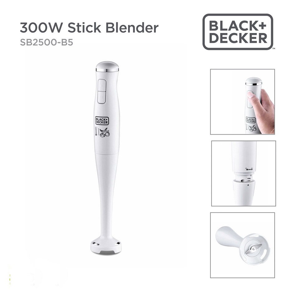 Black And Decker SB2500 220 Volt Stick Hand Blender With 2