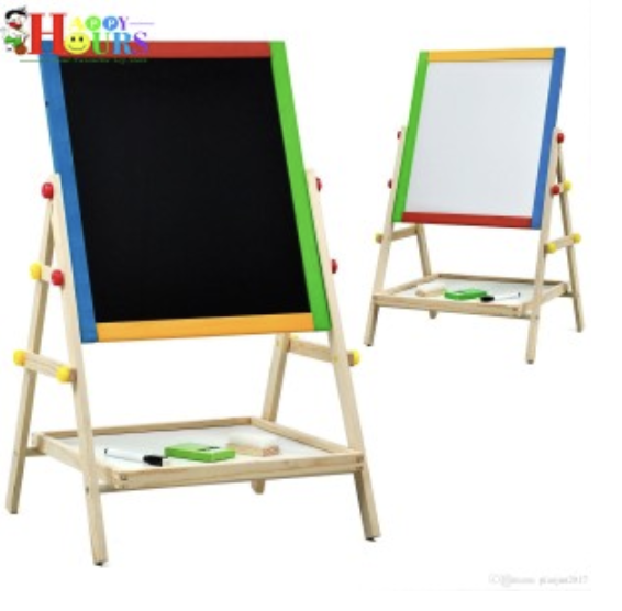 2 IN 1 WOODEN WRITING BOARD WITH CHAWK DUSTER AND MARKER