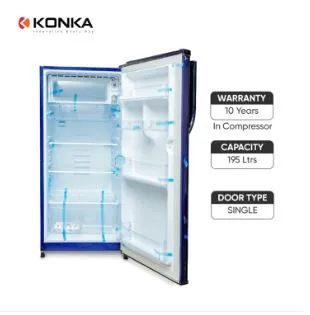 KONKA Refrigerator 195 Liters Single Door (KRF/KRFF195W/B)