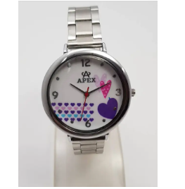 Apex Luxury Heart Dialed Fashionable Stainless Steel Strap Waterproof Analog Quartz Wrist Watch For Women