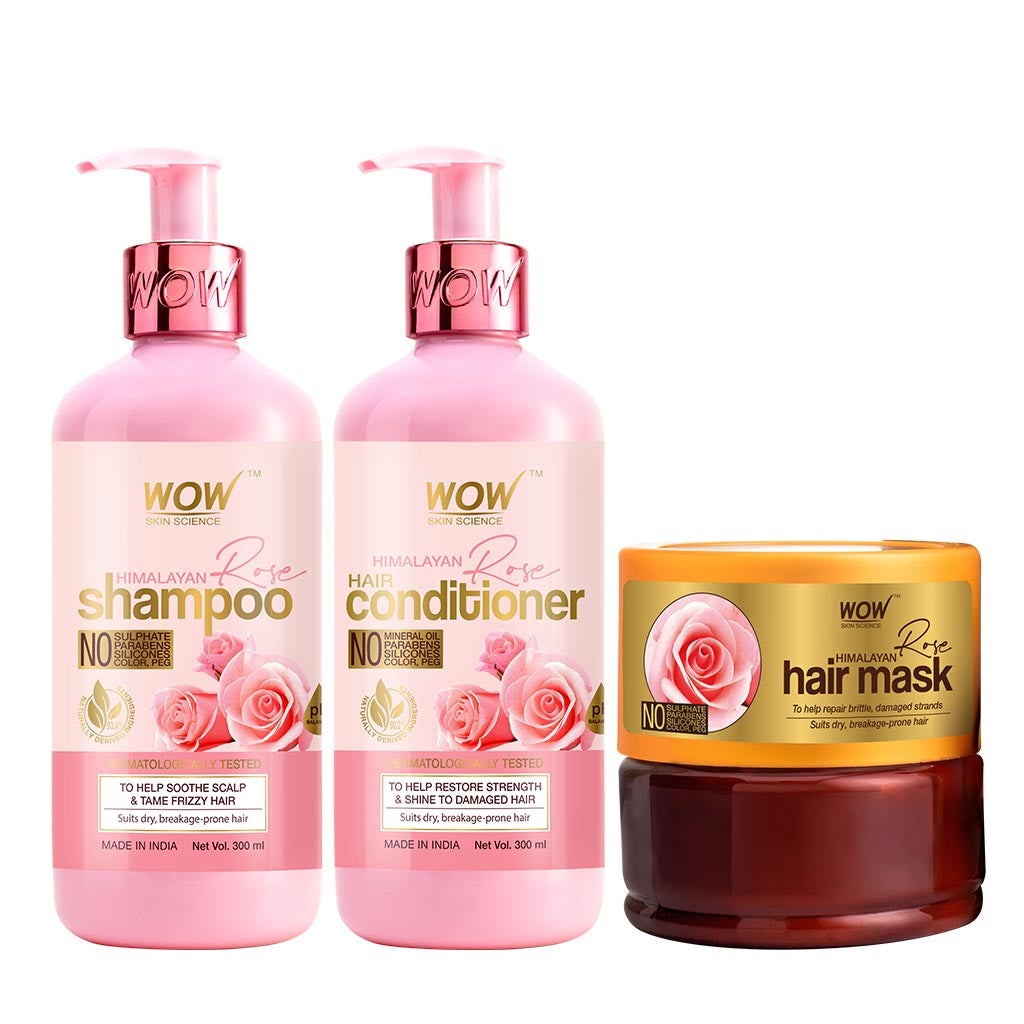 WOW Skin Science Himalayan Rose Kit (Shampoo + Conditioner + Hair Mask)